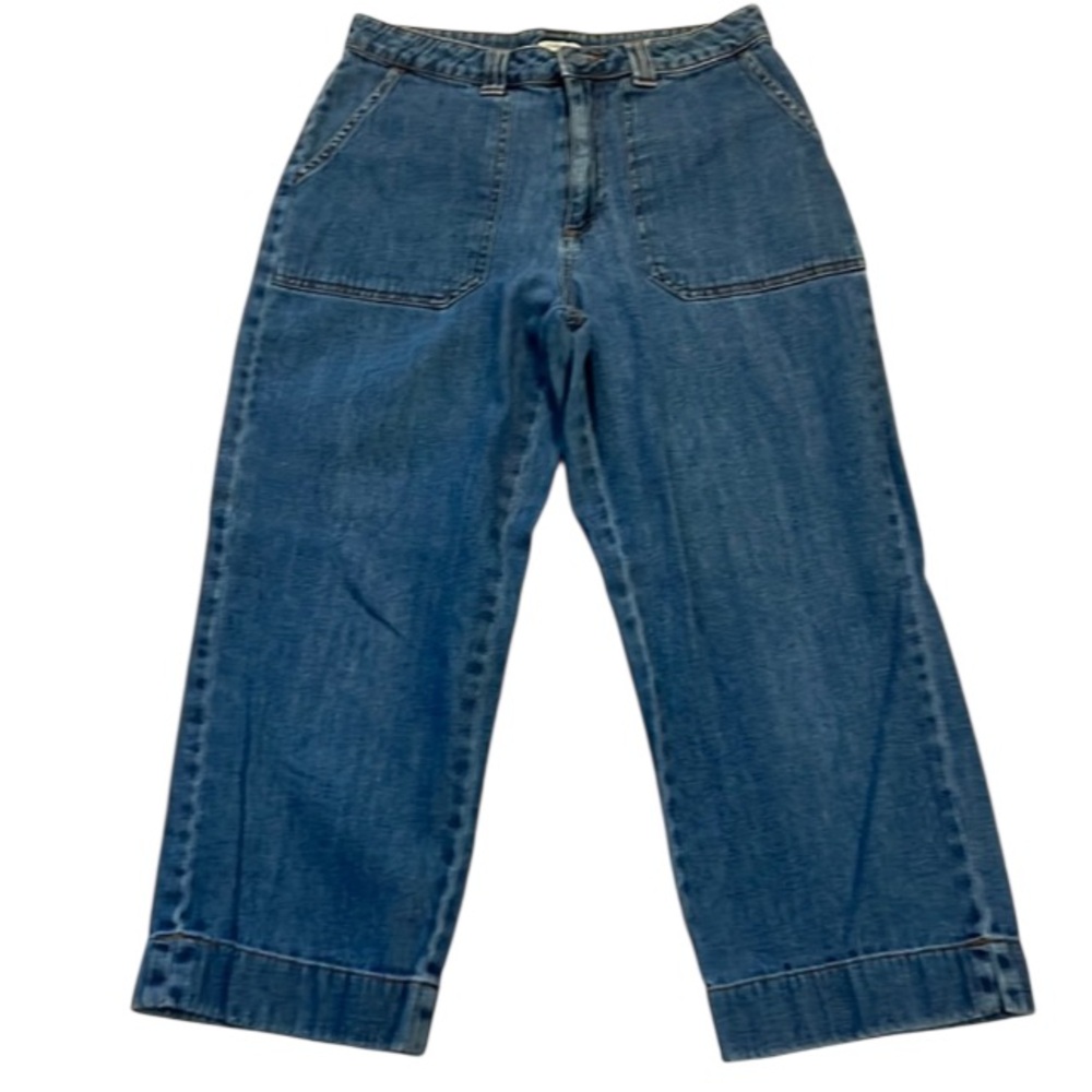 High waist rise Capri denim blue jeans Women’s size 8 cotton Cherokee crop pants